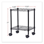 Compact File Cart for Side-to-Side Filing, Metal, 1 Shelf, 1 Bin, 15.25" x 12.38" x 21", Black