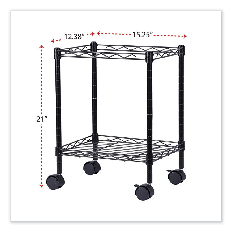 Compact File Cart for Side-to-Side Filing, Metal, 1 Shelf, 1 Bin, 15.25" x 12.38" x 21", Black