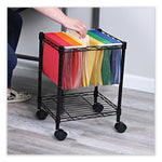 Compact File Cart for Side-to-Side Filing, Metal, 1 Shelf, 1 Bin, 15.25" x 12.38" x 21", Black