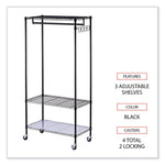 Wire Shelving Garment Rack, 30 Garments, 36w X 18d X 75h, Black