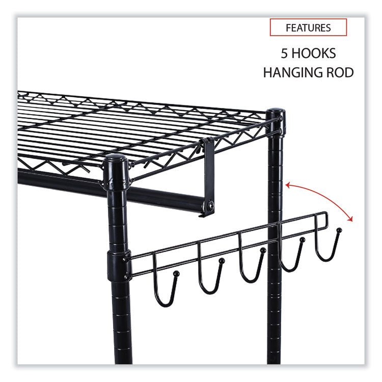 Wire Shelving Garment Rack, 30 Garments, 36w X 18d X 75h, Black