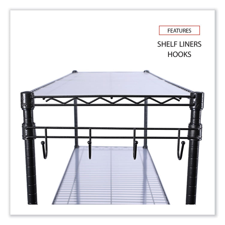 5-Shelf Wire Shelving Kit With Casters And Shelf Liners, 48w X 18d X 72h, Black Anthracite