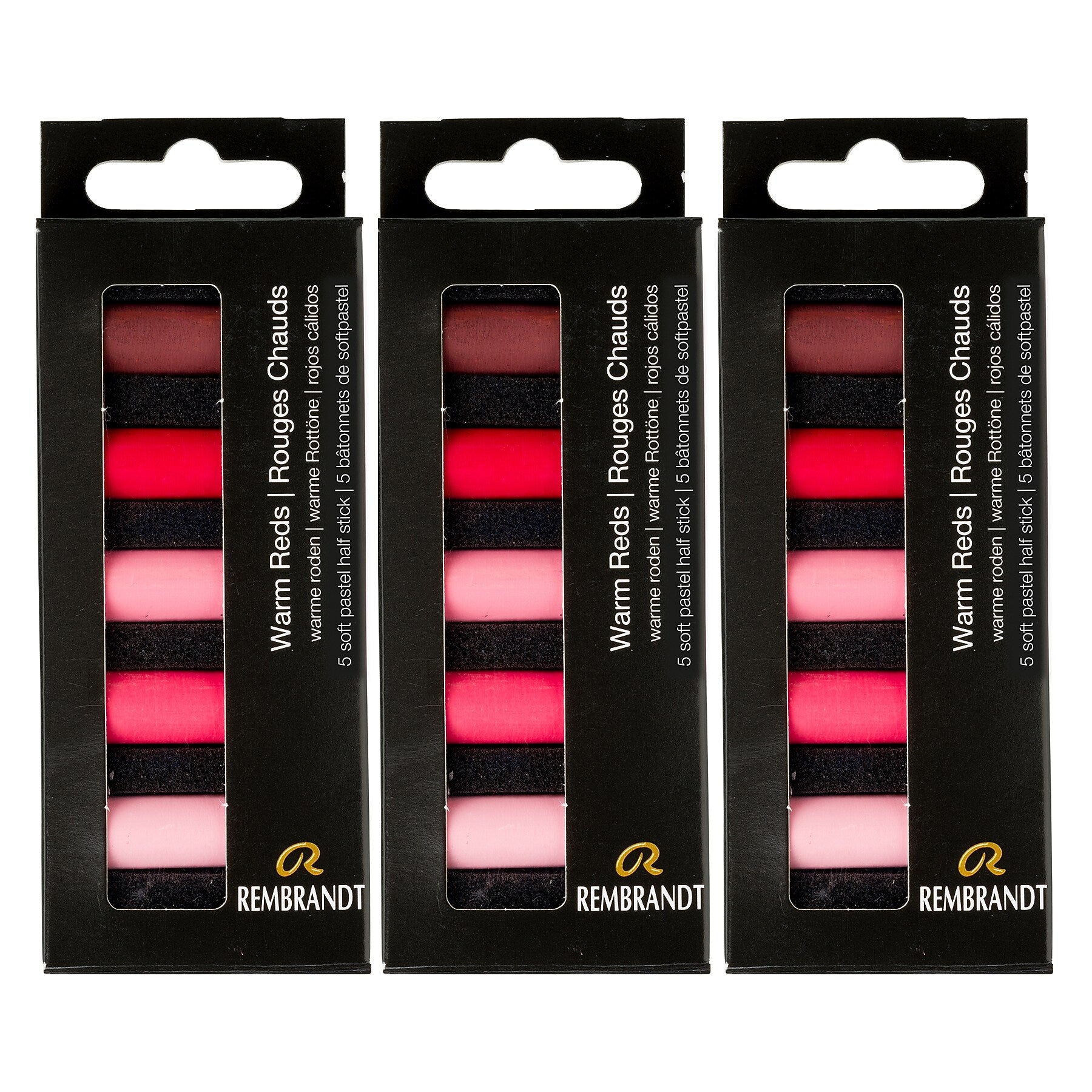 Rembrandt Soft Pastels Micro Sets, Warm Reds, 5/Set, 3 Sets/Bundle (RBX31820504-3)