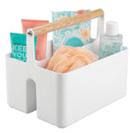 mDesign 2-Compartment Plastic Desk Organizer, White/Natural (25718RW)
