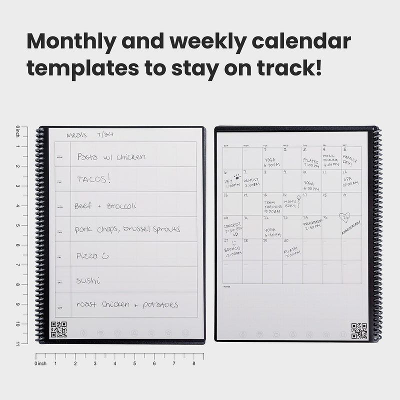 Rocketbook Fusion Reusable Notebook Planner Combo, 8.5" x 11", 42 Sheets, Black (EVRF-L-RC-A-FR)