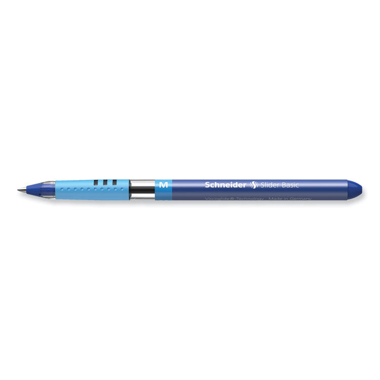 Slider Basic Ballpoint Pen, Stick, Medium 0.8 mm, Blue Ink, Blue Barrel, 10/Box