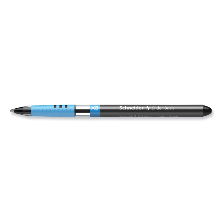 Slider Basic Ballpoint Pen, Stick, Extra-Bold 1.4 mm, Black Ink, Black Barrel, 10/Box