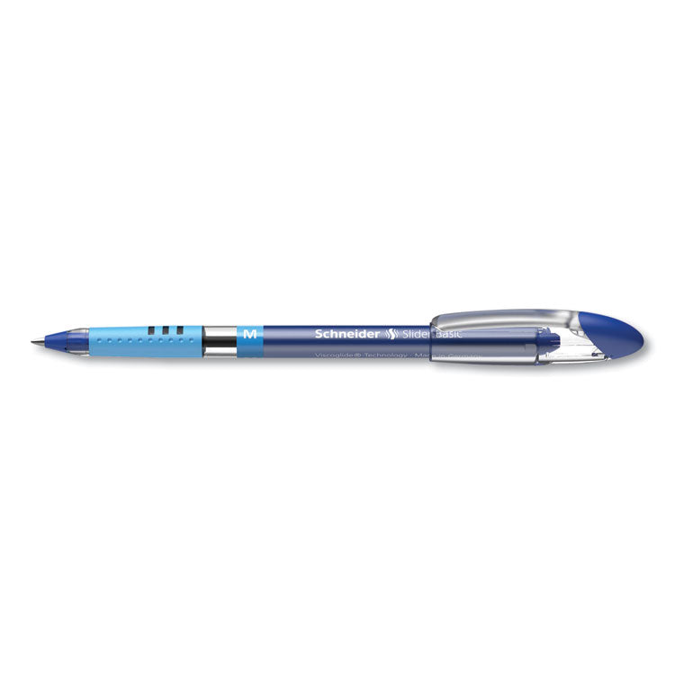 Slider Basic Ballpoint Pen, Stick, Medium 0.8 mm, Blue Ink, Blue Barrel, 10/Box