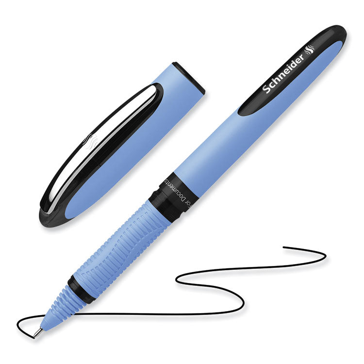 One Hybrid N Rollerball Pen, Stick, Fine 0.5 mm, Black Ink, Blue Barrel, 10/Box