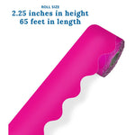 Carson Dellosa Education Rolled Scalloped Border, 2-1/4" x 65', Hot Pink, 3/Bundle (CD-108470-3)