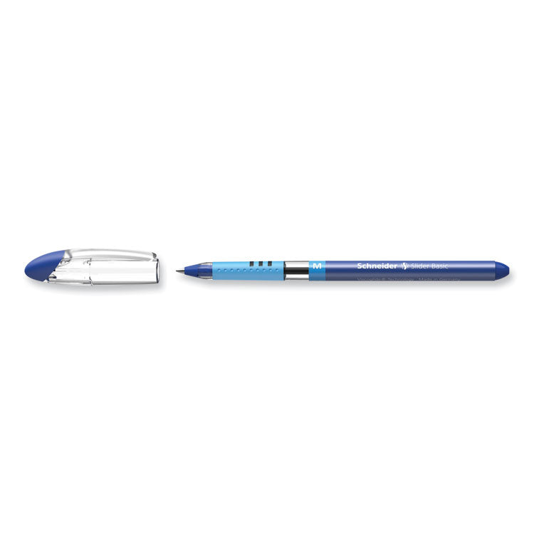Slider Basic Ballpoint Pen, Stick, Medium 0.8 mm, Blue Ink, Blue Barrel, 10/Box