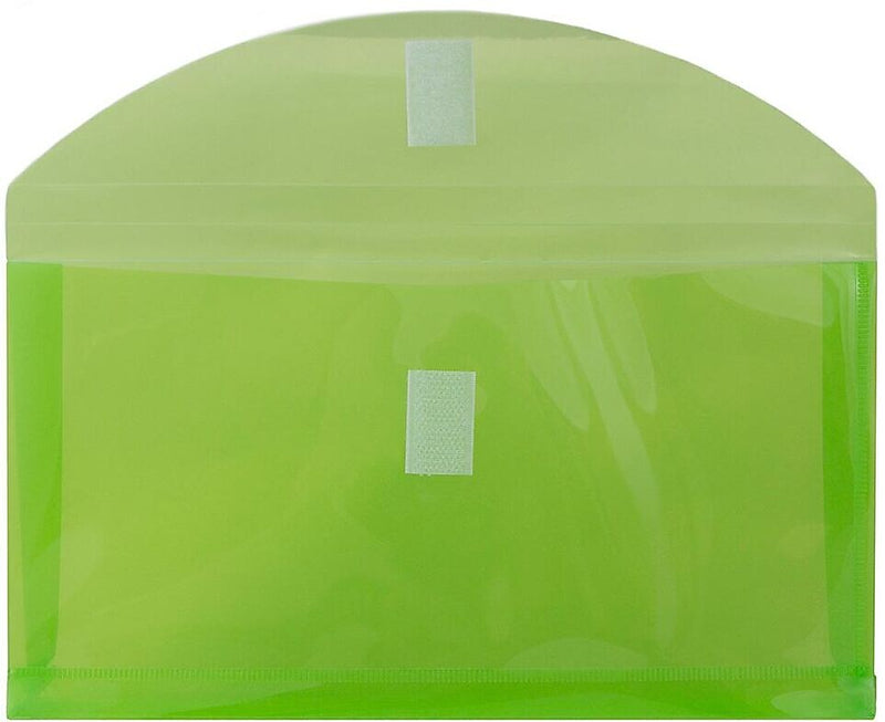 JAM Paper Premium Plastic Filing Envelope with Hook & Loop Closure, Lime Green, 3/Pack (921V1LIX3)