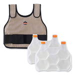 Chill-Its 6230 Standard Phase Change Cooling Vest with Packs, Cotton, Small/Medium, Khaki