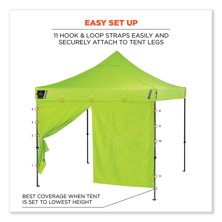 Shax 6096 Pop-Up Tent Sidewall with Zipper, Single Skin, 10 ft x 10 ft, Polyester, Lime