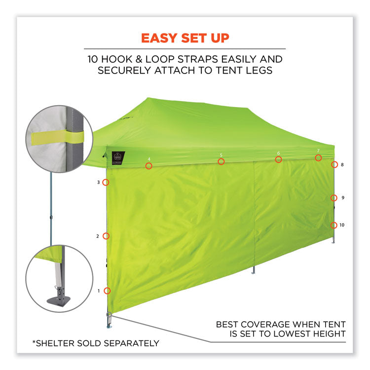 Shax 6097 Pop-Up Tent Sidewall, Single Skin, 10 ft x 10 ft, Polyester, Lime