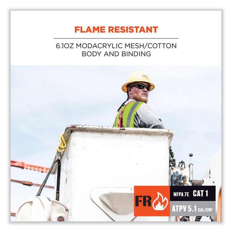 GloWear 8263FRHL Class 2 FR Safety Economy Hook and Loop Vest, Modacrylic Mesh/Cotton, Large/X-Large, Lime