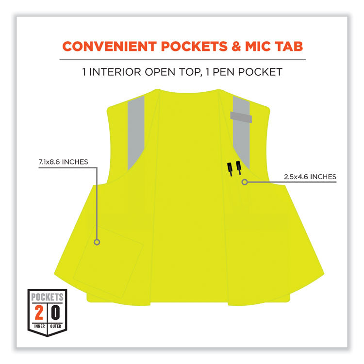 GloWear 8263FRHL Class 2 FR Safety Economy Hook and Loop Vest, Modacrylic Mesh/Cotton, 2X-Large/3X-Large, Lime