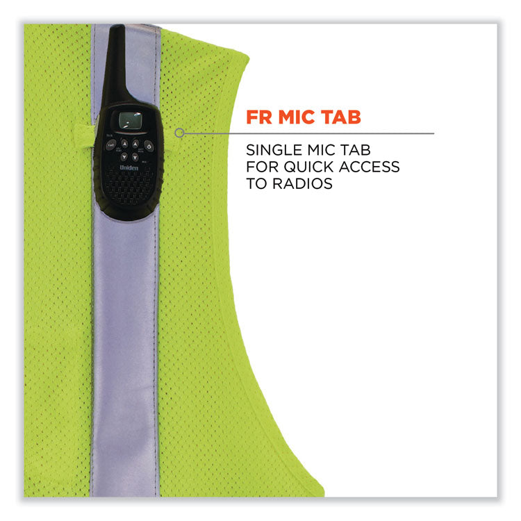 GloWear 8263FRHL Class 2 FR Safety Economy Hook and Loop Vest, Modacrylic Mesh/Cotton, 4X-Large/5X-Large, Lime