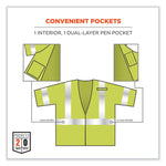 GloWear 8356FRHL Class 3 FR Hook and Loop Safety Vest with Sleeves, Modacrylic, Small/Medium, Lime
