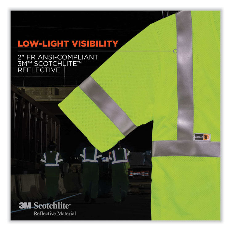 GloWear 8356FRHL Class 3 FR Hook and Loop Safety Vest with Sleeves, Modacrylic, Large/X-Large, Lime