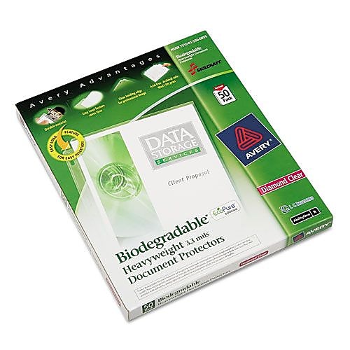 AbilityOne SKILCRAFT Biodegradable Heavyweight Sheet Protector, 8.5" x 11" (US letter), Diamond Clear, 50/Box (NSN2360059)