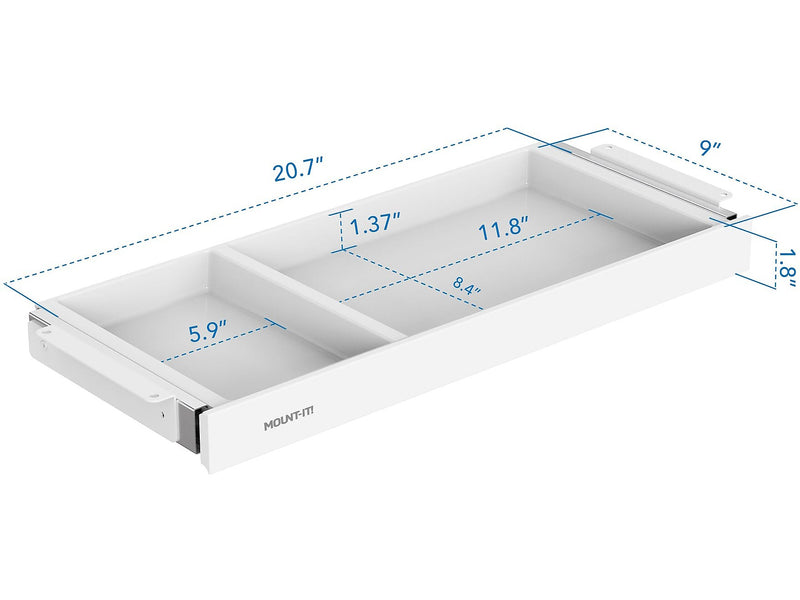 Mount-It! 2"H x 21"W Under-Desk Drawer, White (MI-7294WHT)