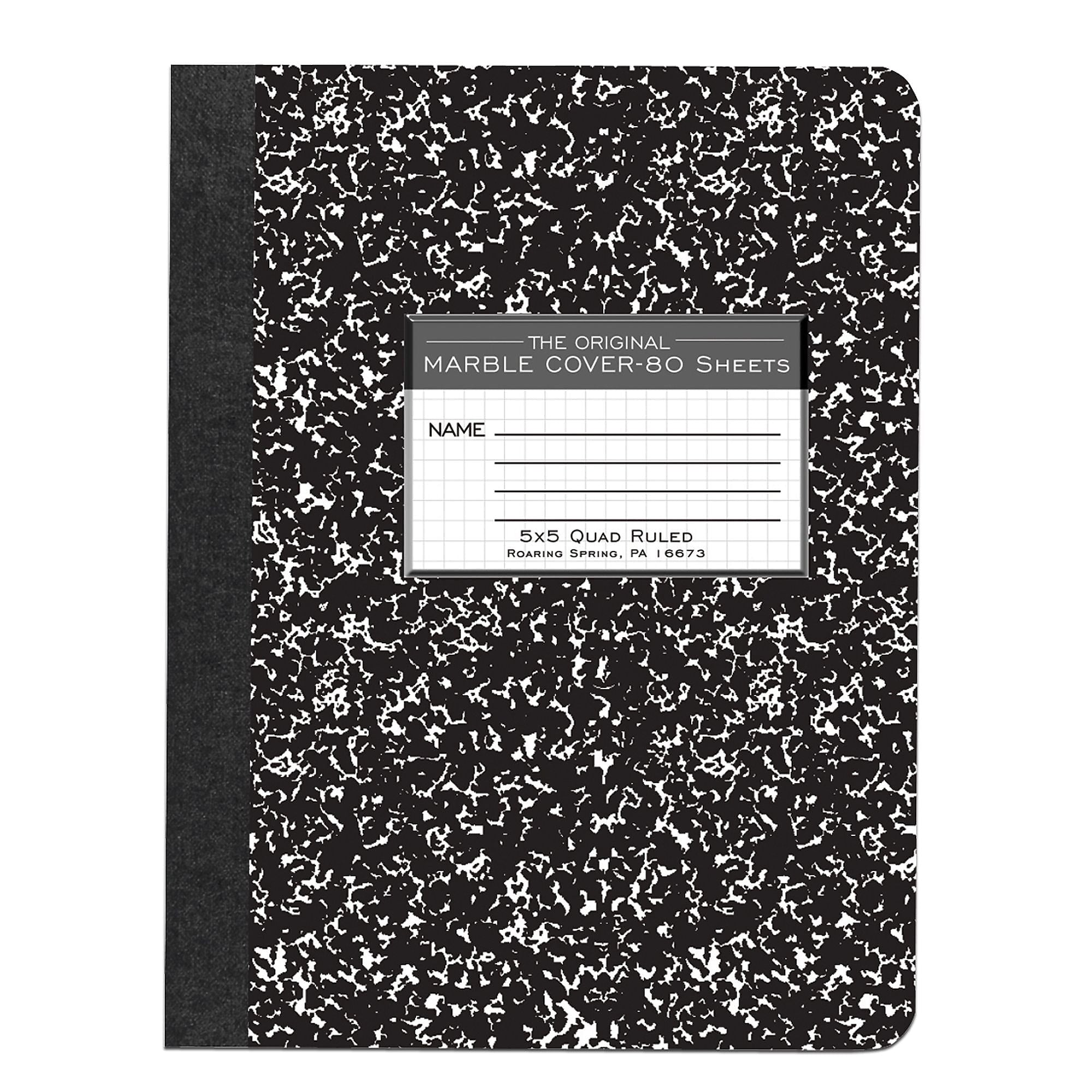Roaring Spring Paper Products 1-Subject Composition Notebooks, 7.5" x 9.75", Graph Ruled, 80 Sheets, Black, 48/Case (77227CS)