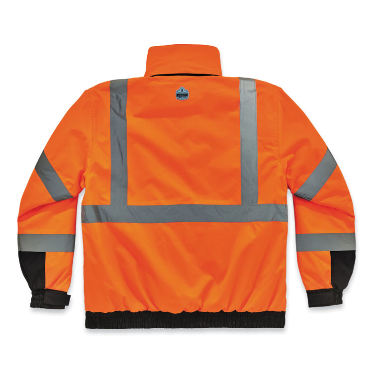 GloWear 8381 Class 3 Hi-Vis 4-in-1 Quilted Bomber Jacket, Orange, 4X-Large