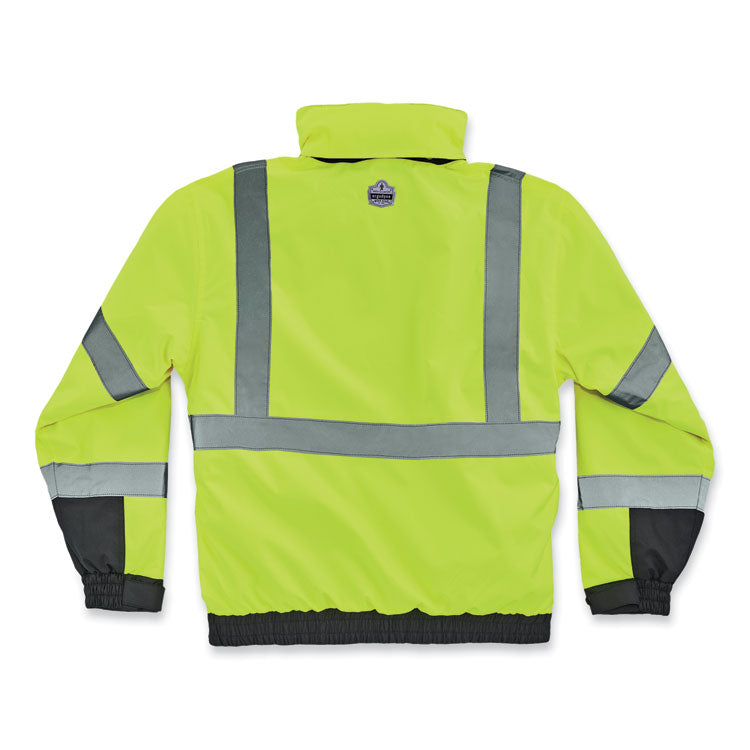 GloWear 8381 Class 3 Hi-Vis 4-in-1 Quilted Bomber Jacket, Lime, Small