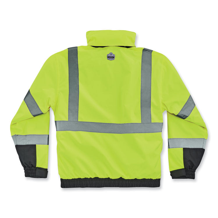 GloWear 8381 Class 3 Hi-Vis 4-in-1 Quilted Bomber Jacket, Lime, 3X-Large