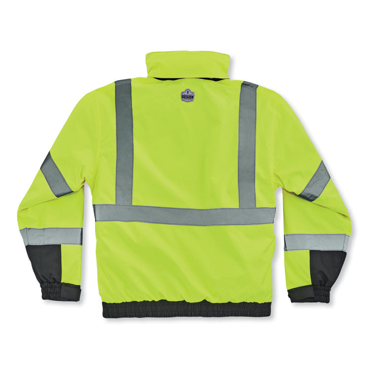 GloWear 8381 Class 3 Hi-Vis 4-in-1 Quilted Bomber Jacket, Lime, 5X-Large