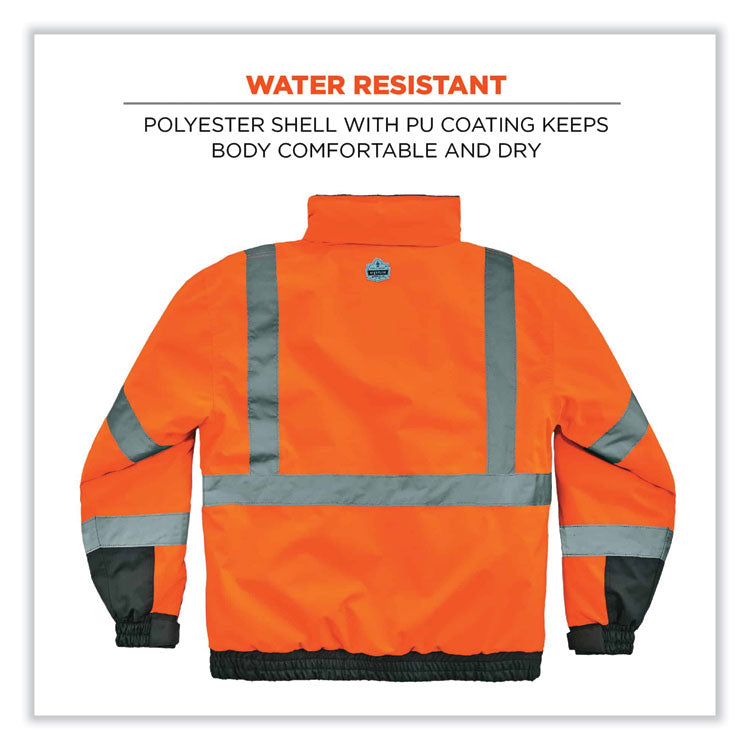 GloWear 8377 Class 3 Hi-Vis Quilted Bomber Jacket, Orange, Small