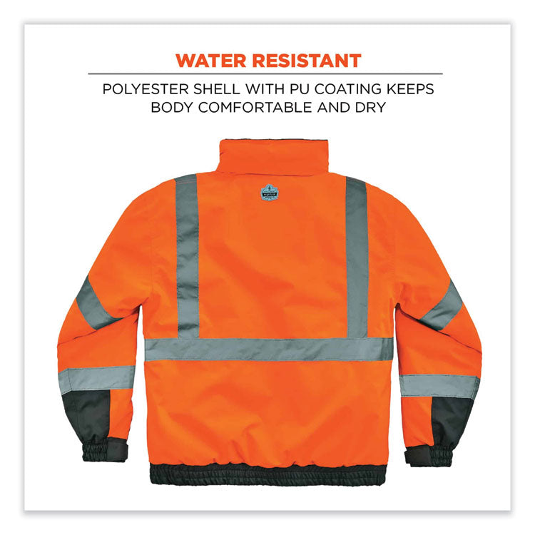 GloWear 8377 Class 3 Hi-Vis Quilted Bomber Jacket, Orange, Medium