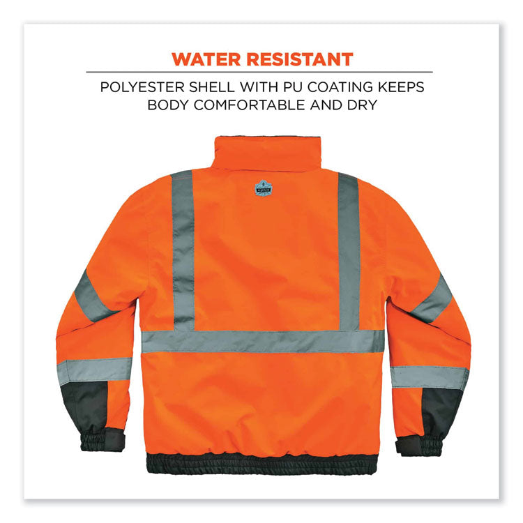 GloWear 8377 Class 3 Hi-Vis Quilted Bomber Jacket, Orange, Large