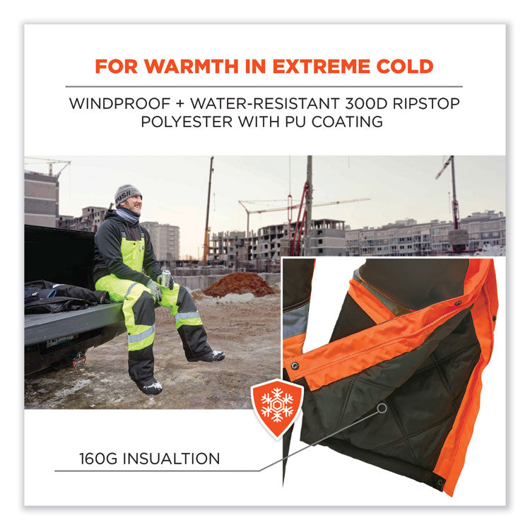 GloWear 8928 Class E Hi-Vis Insulated Bibs, Small, Orange