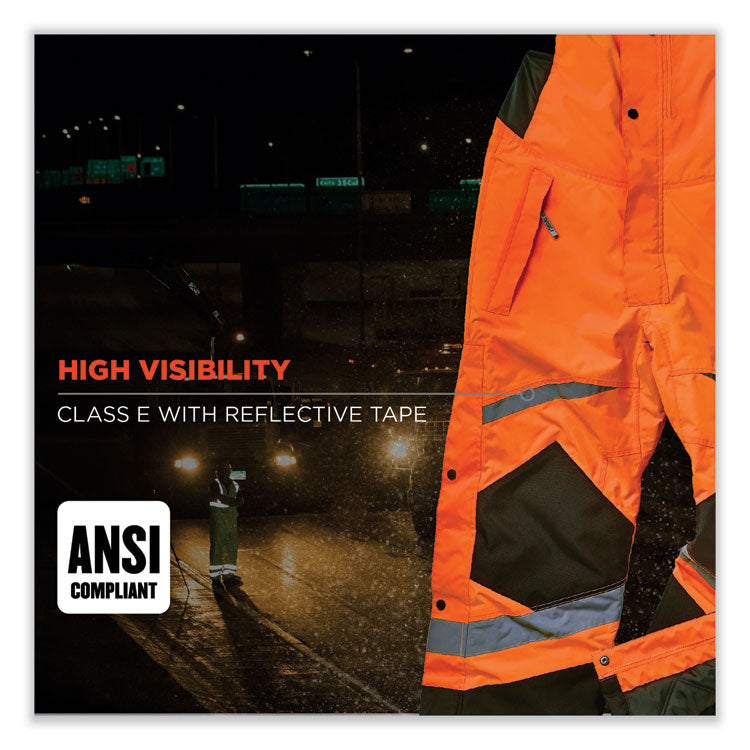 GloWear 8928 Class E Hi-Vis Insulated Bibs, Small, Orange