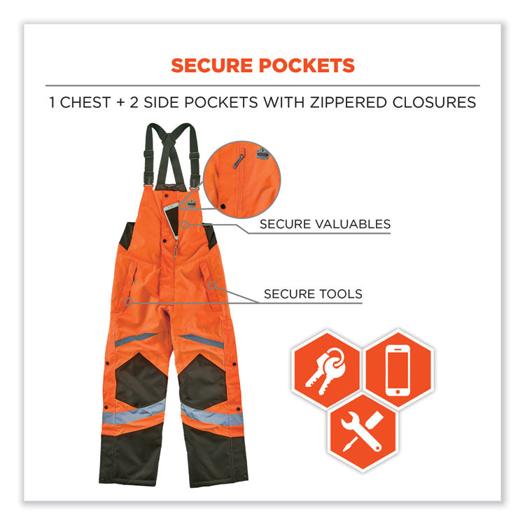 GloWear 8928 Class E Hi-Vis Insulated Bibs, Small, Orange