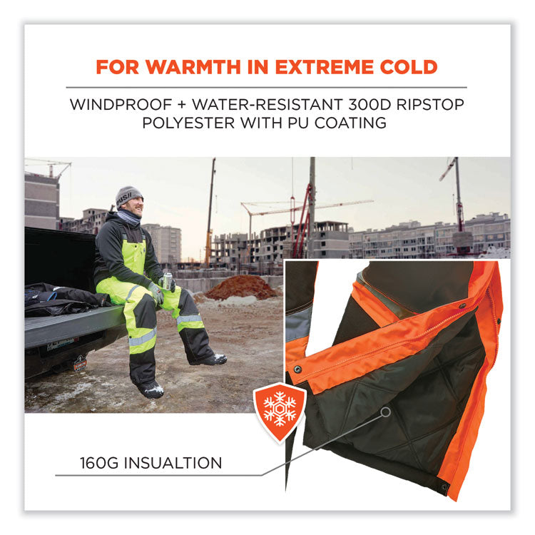 GloWear 8928 Class E Hi-Vis Insulated Bibs, Medium, Orange