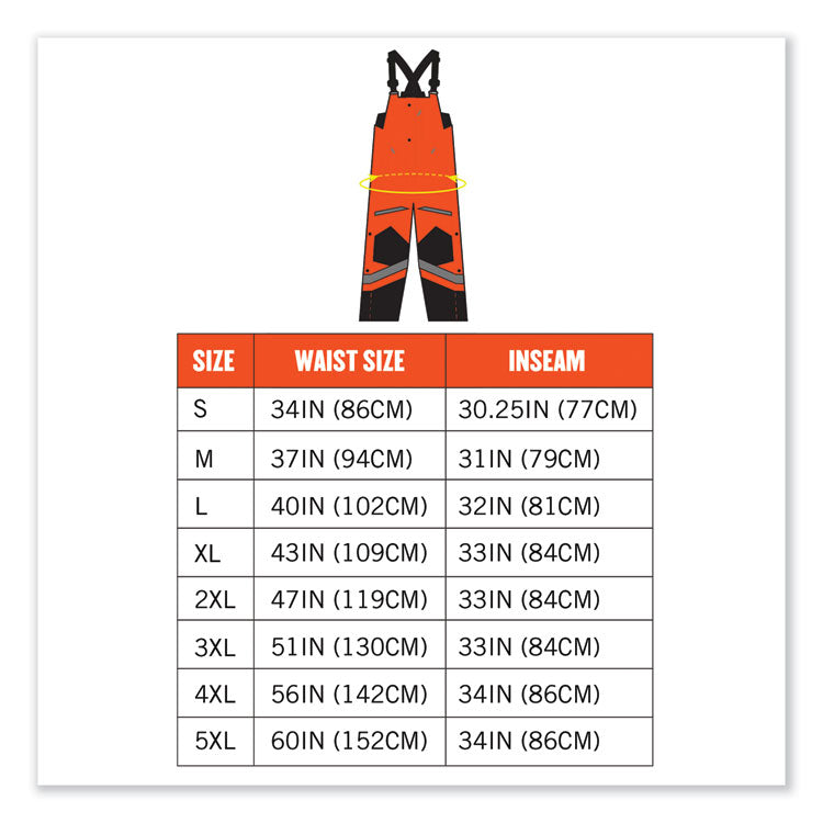 GloWear 8928 Class E Hi-Vis Insulated Bibs, Medium, Orange