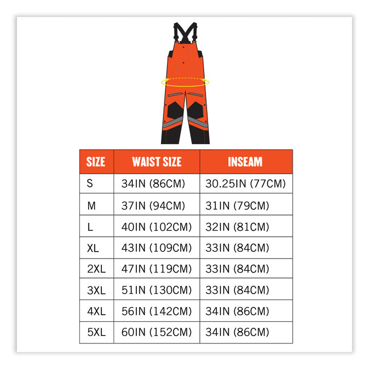 GloWear 8928 Class E Hi-Vis Insulated Bibs, X-Large, Orange
