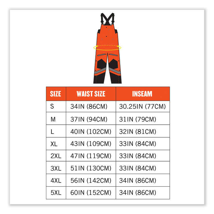 GloWear 8928 Class E Hi-Vis Insulated Bibs, 5X-Large, Orange