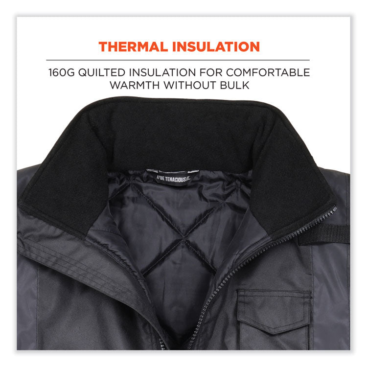 GloWear 8377EV Non-Certified Hi-Vis Quilted Bomber Jacket, Black, Small