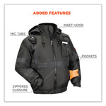 GloWear 8377EV Non-Certified Hi-Vis Quilted Bomber Jacket, Black, Medium
