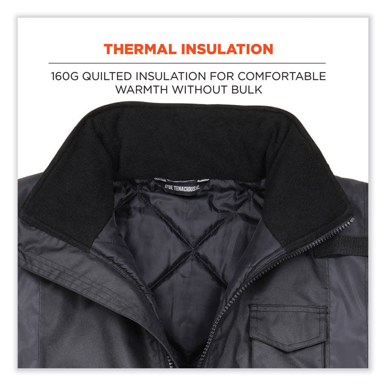 GloWear 8377EV Non-Certified Hi-Vis Quilted Bomber Jacket, Black, Large