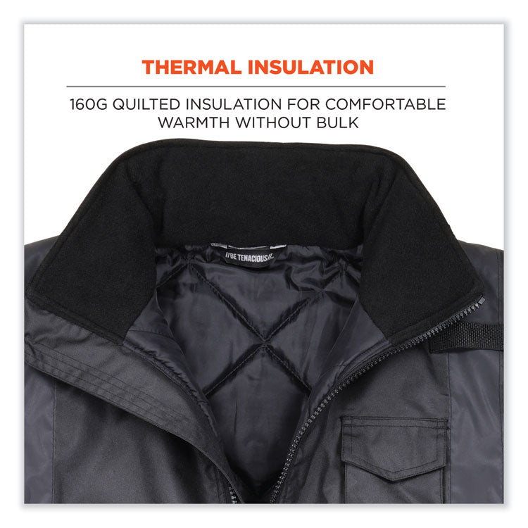 GloWear 8377EV Non-Certified Hi-Vis Quilted Bomber Jacket, Black, 2X-Large