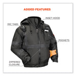 GloWear 8377EV Non-Certified Hi-Vis Quilted Bomber Jacket, Black, 3X-Large