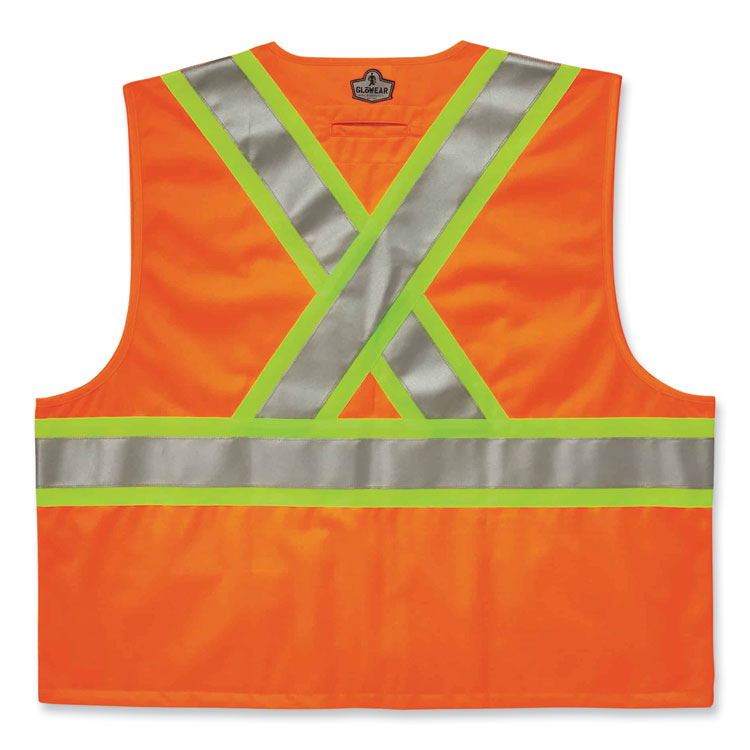 GloWear 8235ZX Class 2 Two-Tone X-Back Vest, Polyester, Small/Medium, Orange