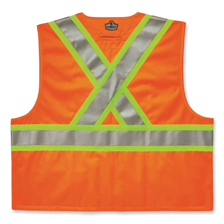 GloWear 8235ZX Class 2 Two-Tone X-Back Vest, Polyester, Large/X-Large, Orange