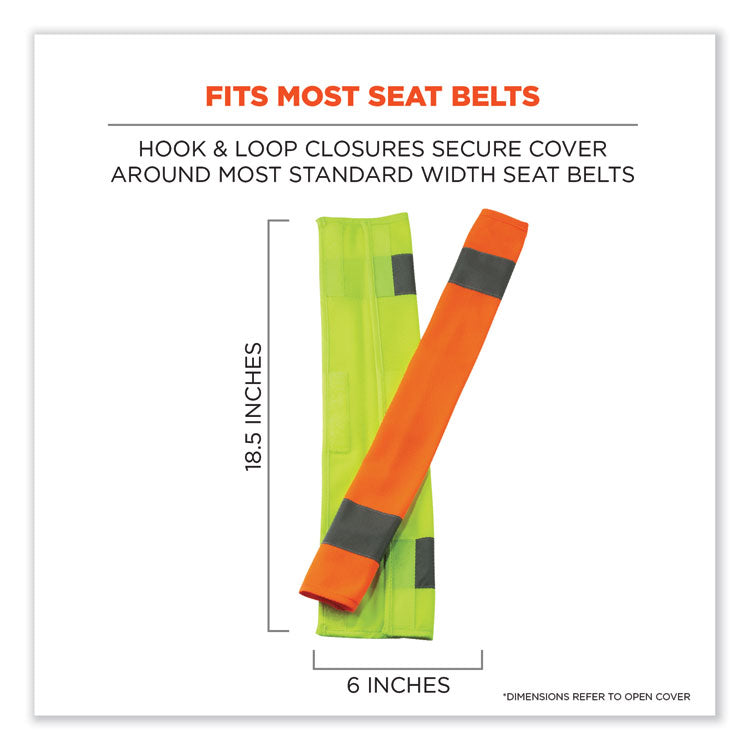 GloWear 8004 Hi-Vis Seat Belt Cover, 6" x 18.5", Lime