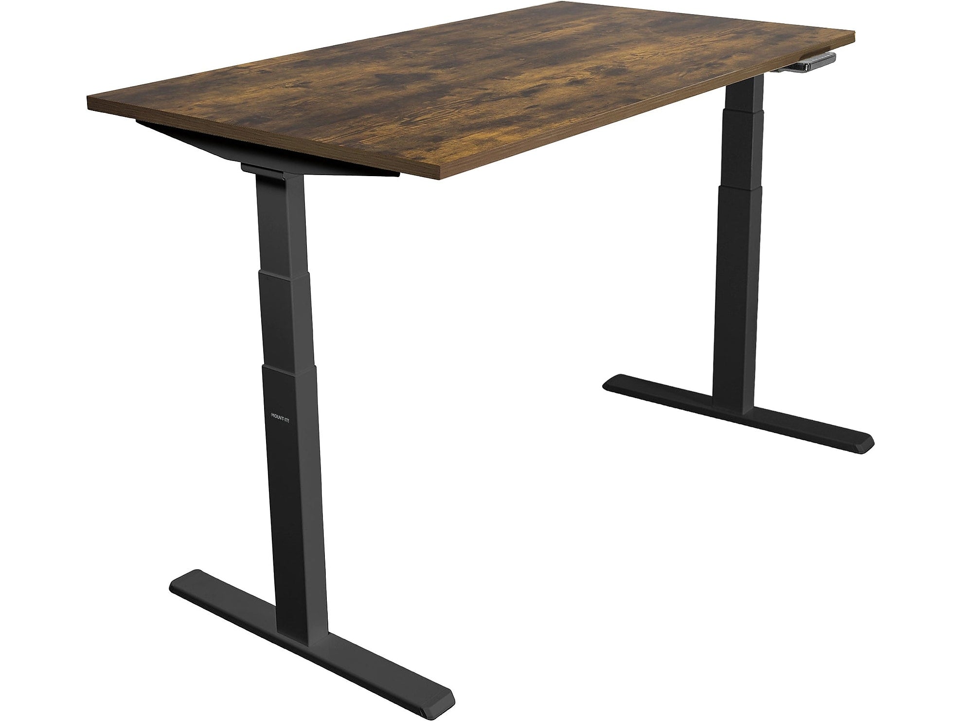 Mount-It! Ultimate 55"W Electric Rectangular Adjustable Standing Desk, Oak/Black (MI-18082)